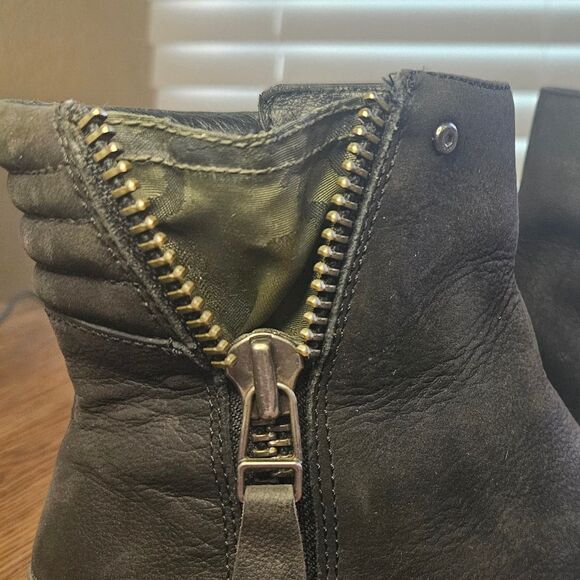 Sorel Danica US W7 Black Punk Camo Gothy Snow Booties Biker Off Black - Picture 4 of 10